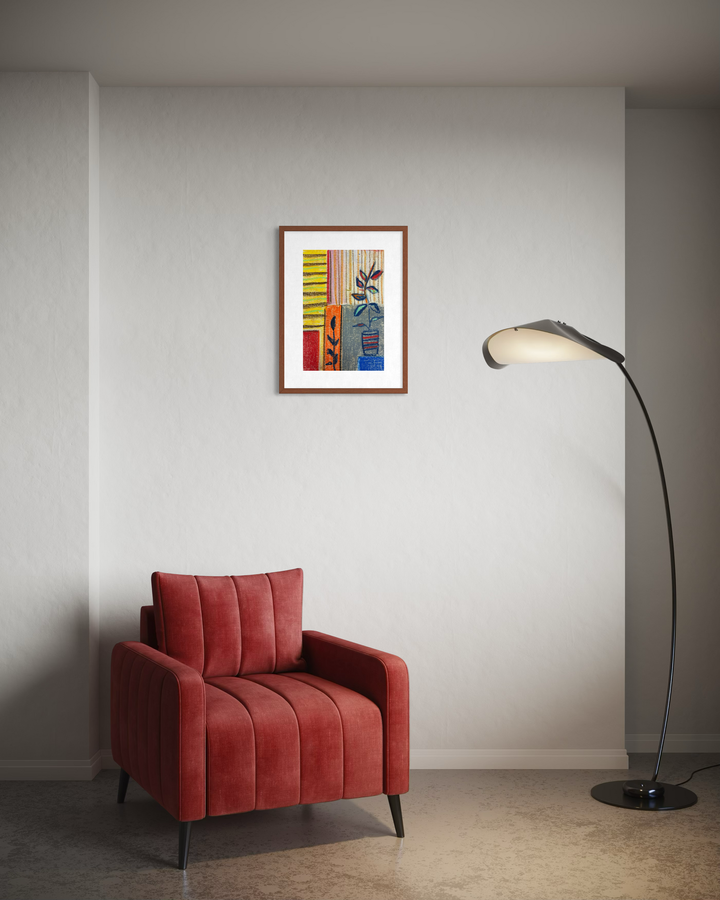 Abstract Geometric Painting – Handcrafted Oil Pastel & Acrylic on Canvas