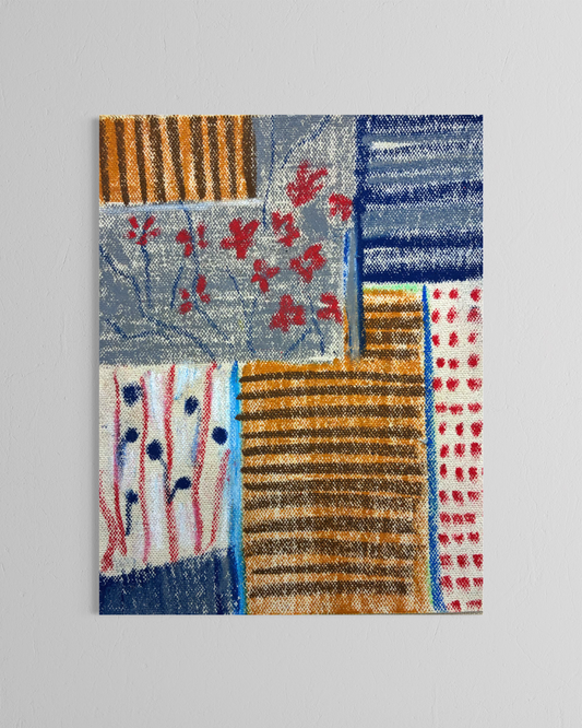 Original Hand-Painted Oil Pastel , acrylic Abstract Geometric Art