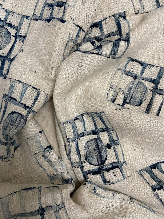 Hand Block Printed eri silk scarf