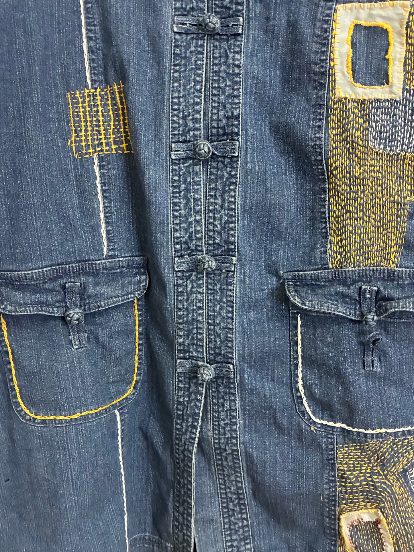 Hand-Embroidered Geometric Denim Jacket