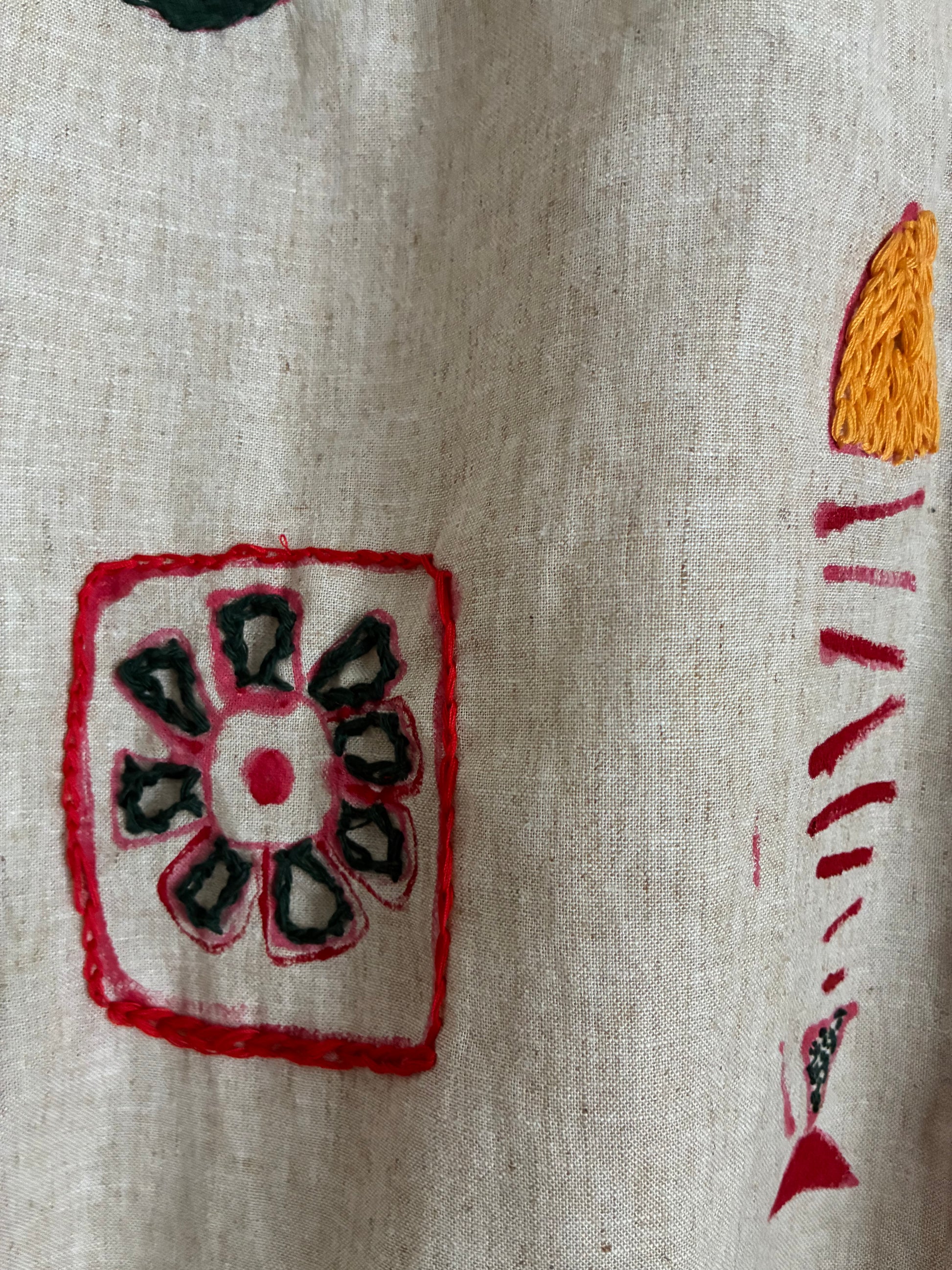 upcycled linen shirt with embroidery