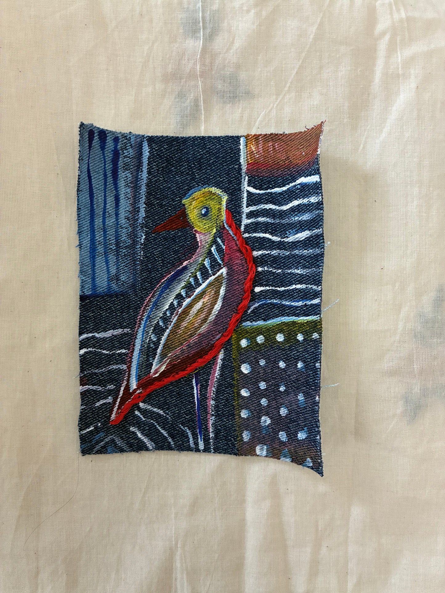 Handmade upcycled spring Textile Patches| Textile Art