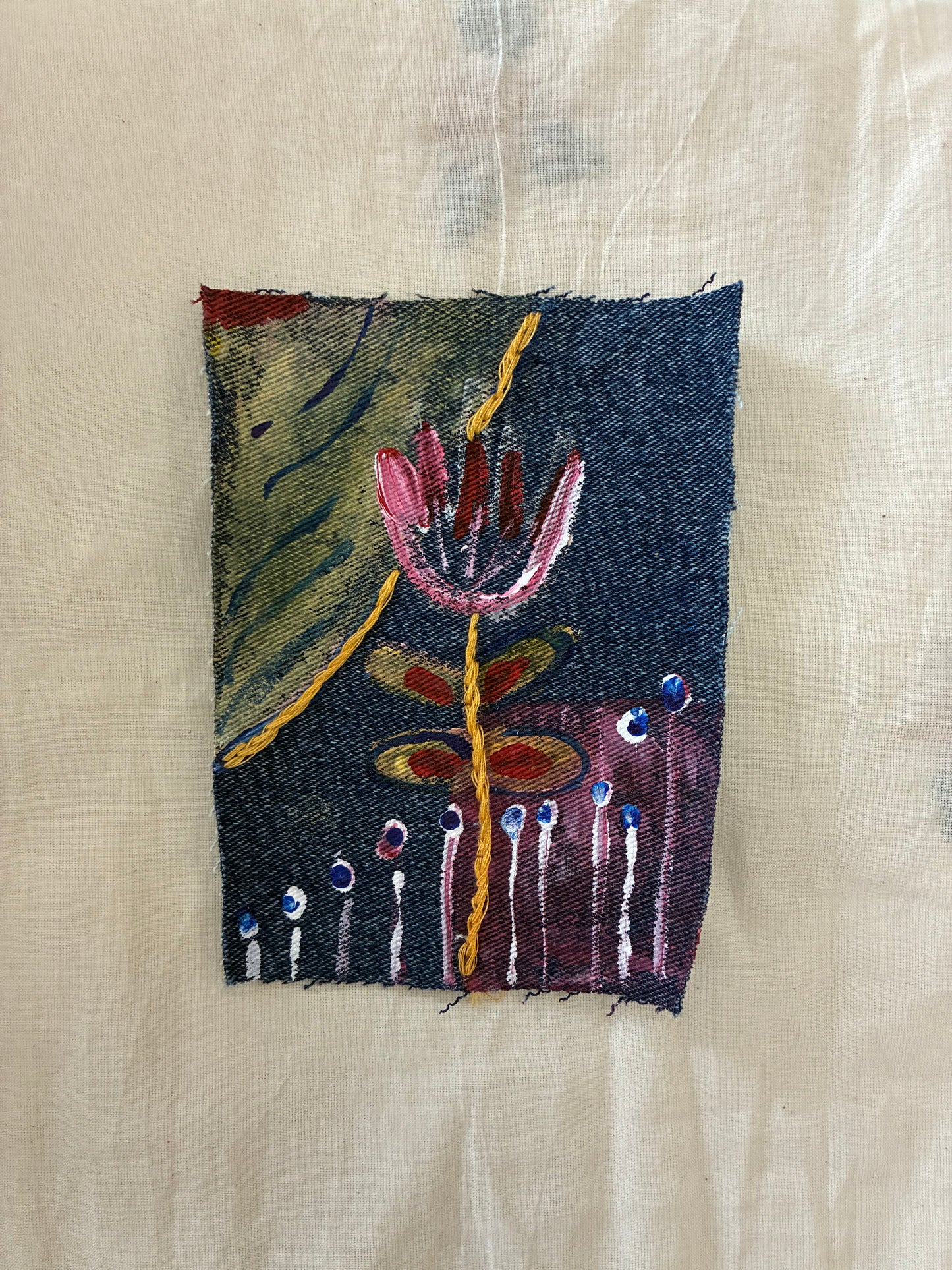 Handmade upcycled spring Textile Patches| Textile Art