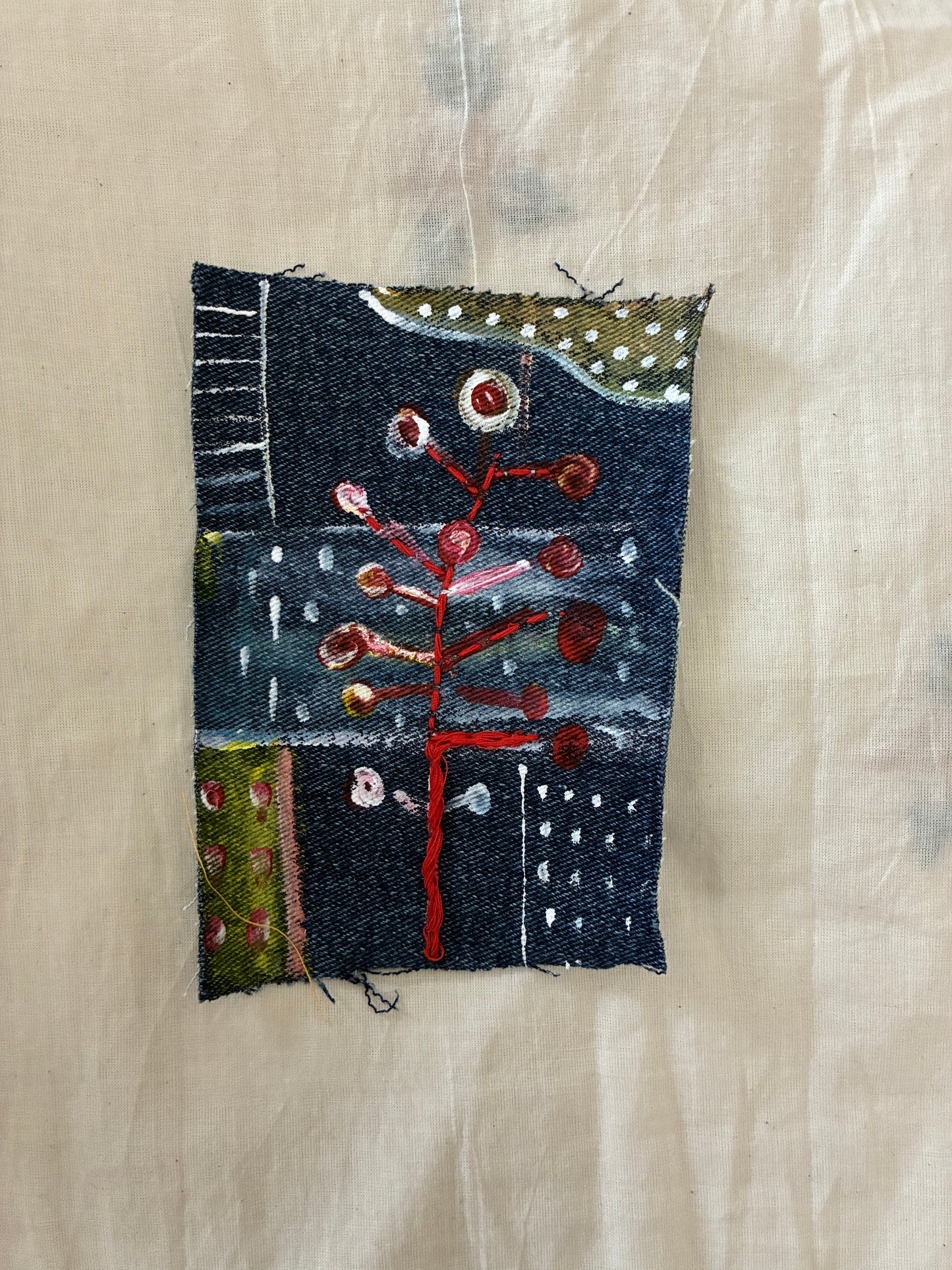 Handmade upcycled spring Textile Patches| Textile Art