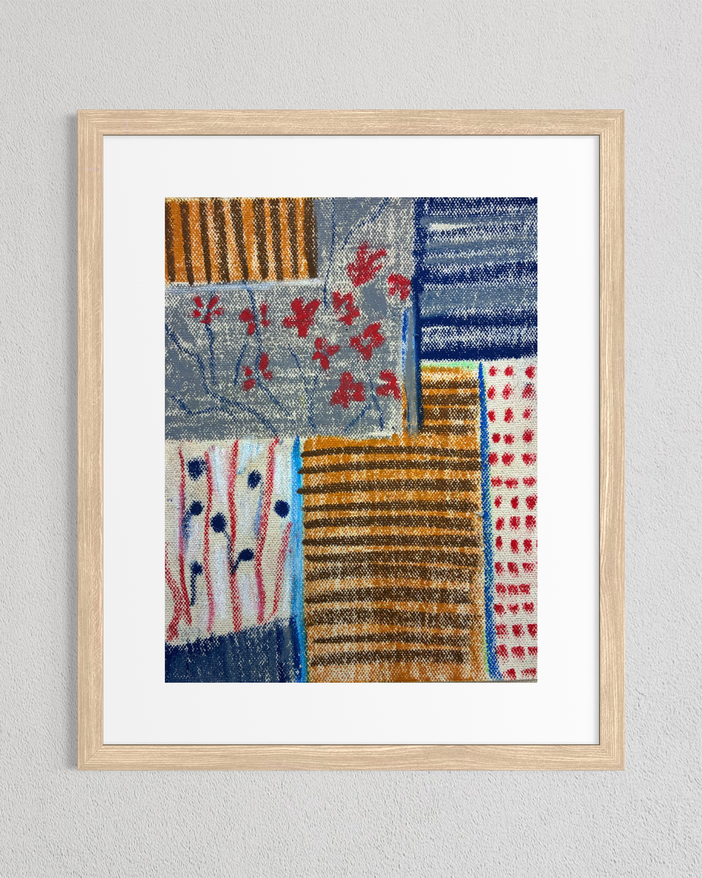 Original Hand-Painted Oil Pastel , acrylic Abstract Geometric Art