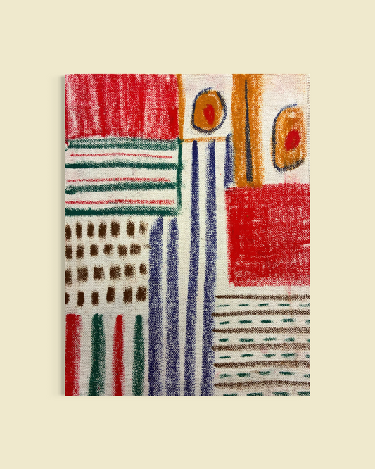 Original Abstract Oil Pastel Painting | Geometric Canvas Wall Art