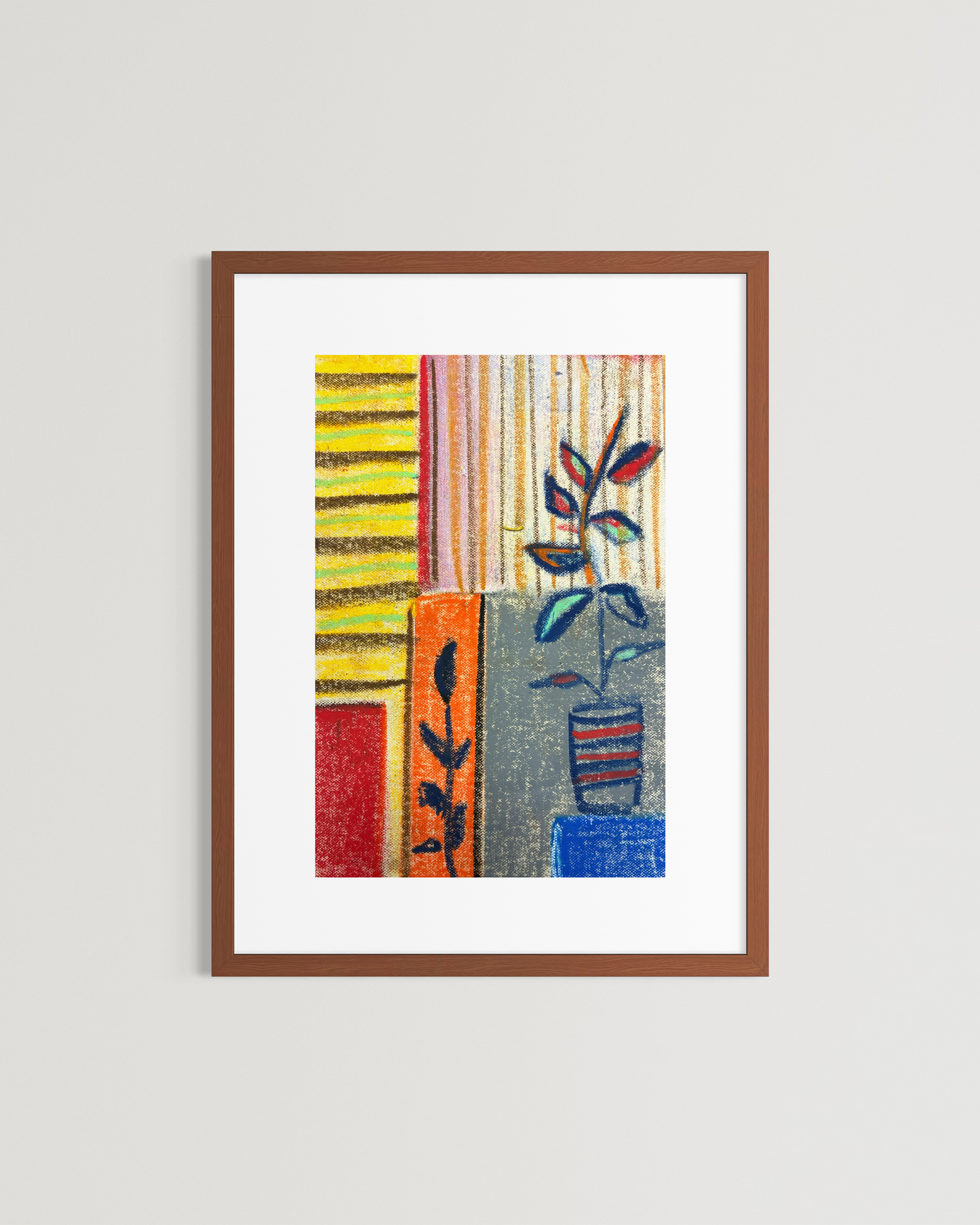 Abstract Geometric Painting – Handcrafted Oil Pastel & Acrylic on Canvas