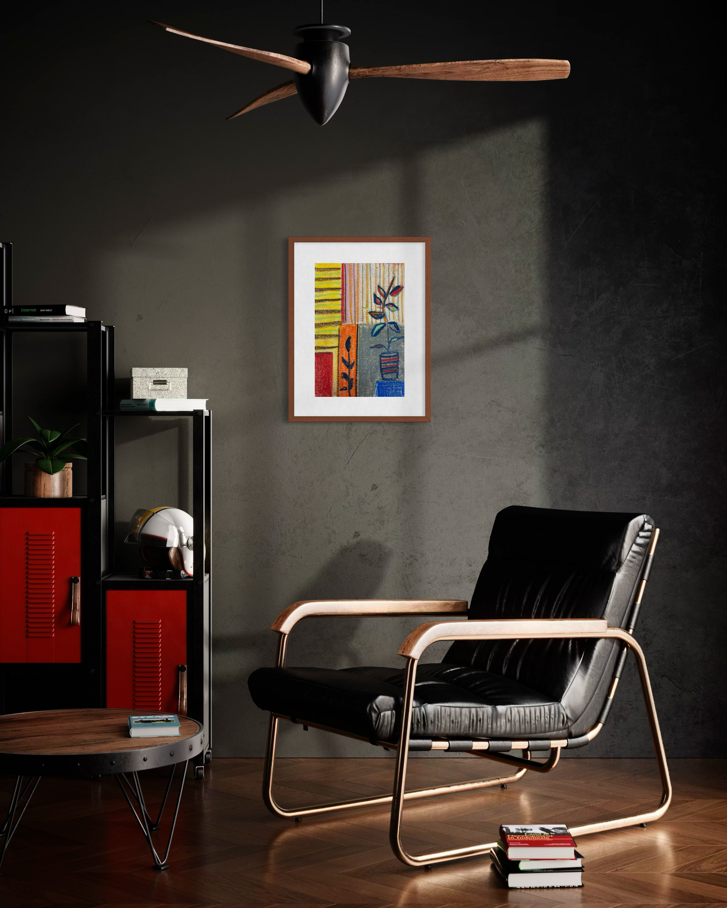Abstract Geometric Painting – Handcrafted Oil Pastel & Acrylic on Canvas