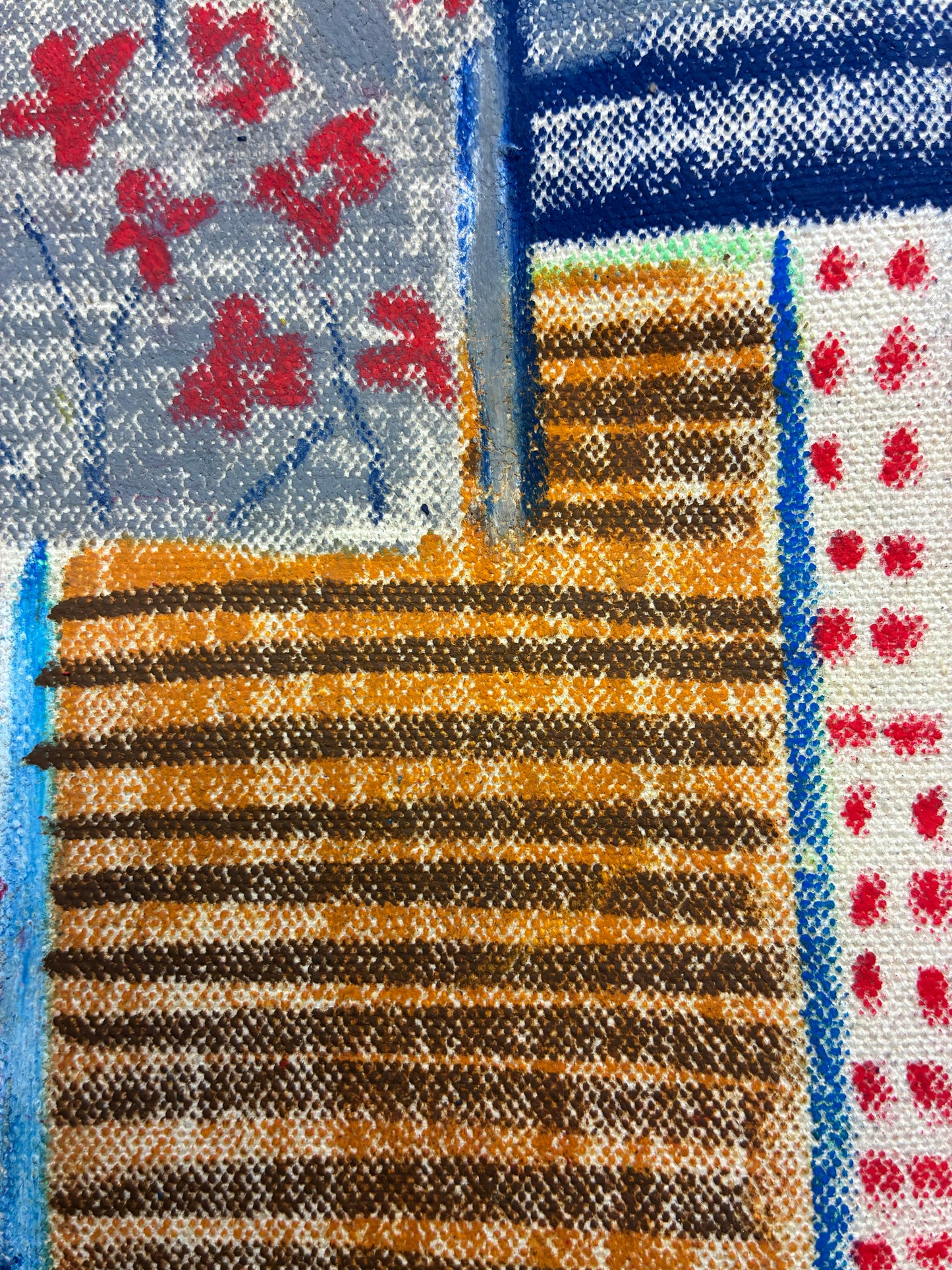 Original Hand-Painted Oil Pastel , acrylic Abstract Geometric Art