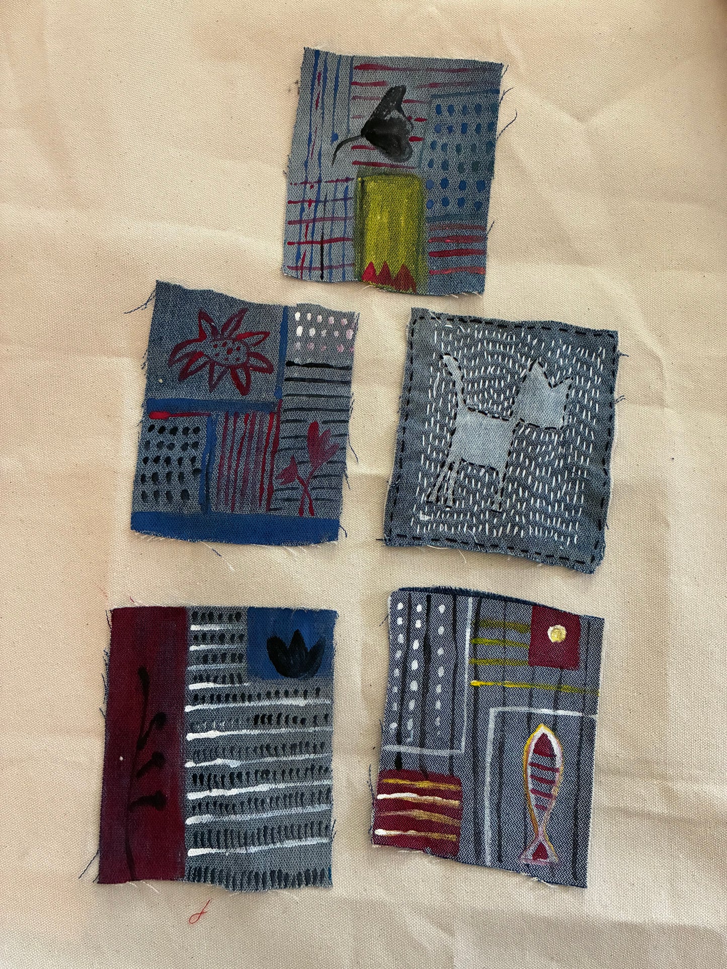 Handmade Sew-On Fabric Patches — Hand-Painted, Upcycled & One-of-a-Kind