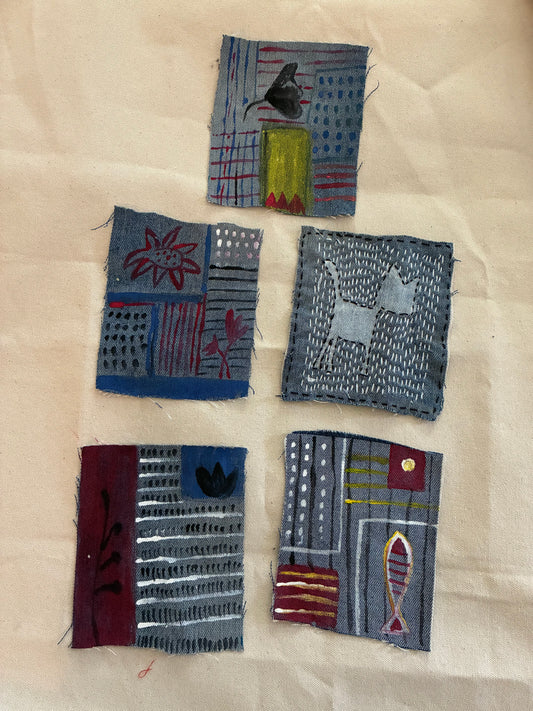 Handmade Sew-On Fabric Patches — Hand-Painted, Upcycled & One-of-a-Kind
