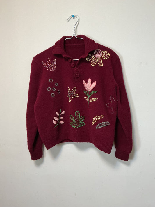 Botanical Embroidered Upcycled Sweater