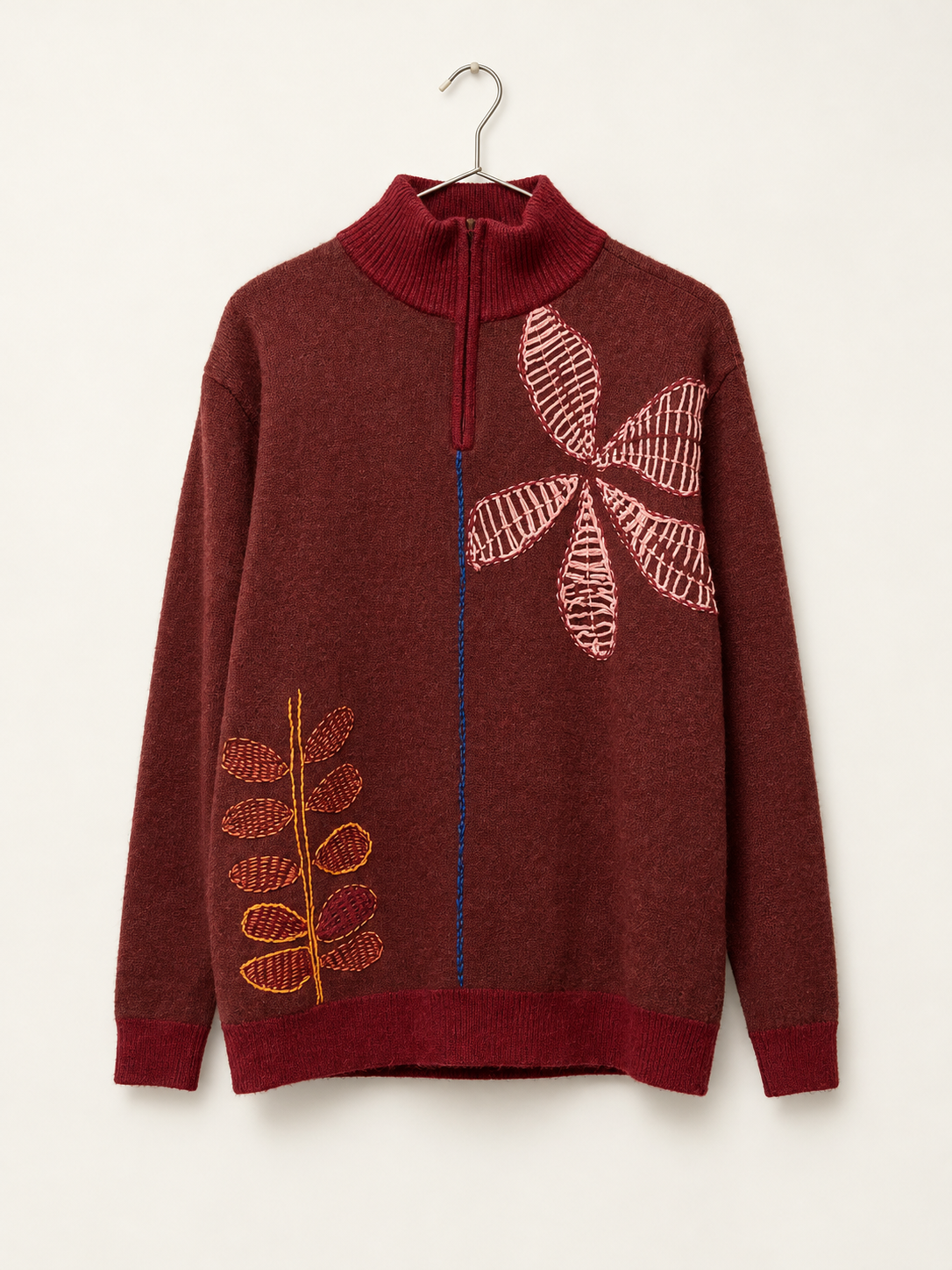 Autumn Reflections – Hand-Embroidered Upcycled Sweater