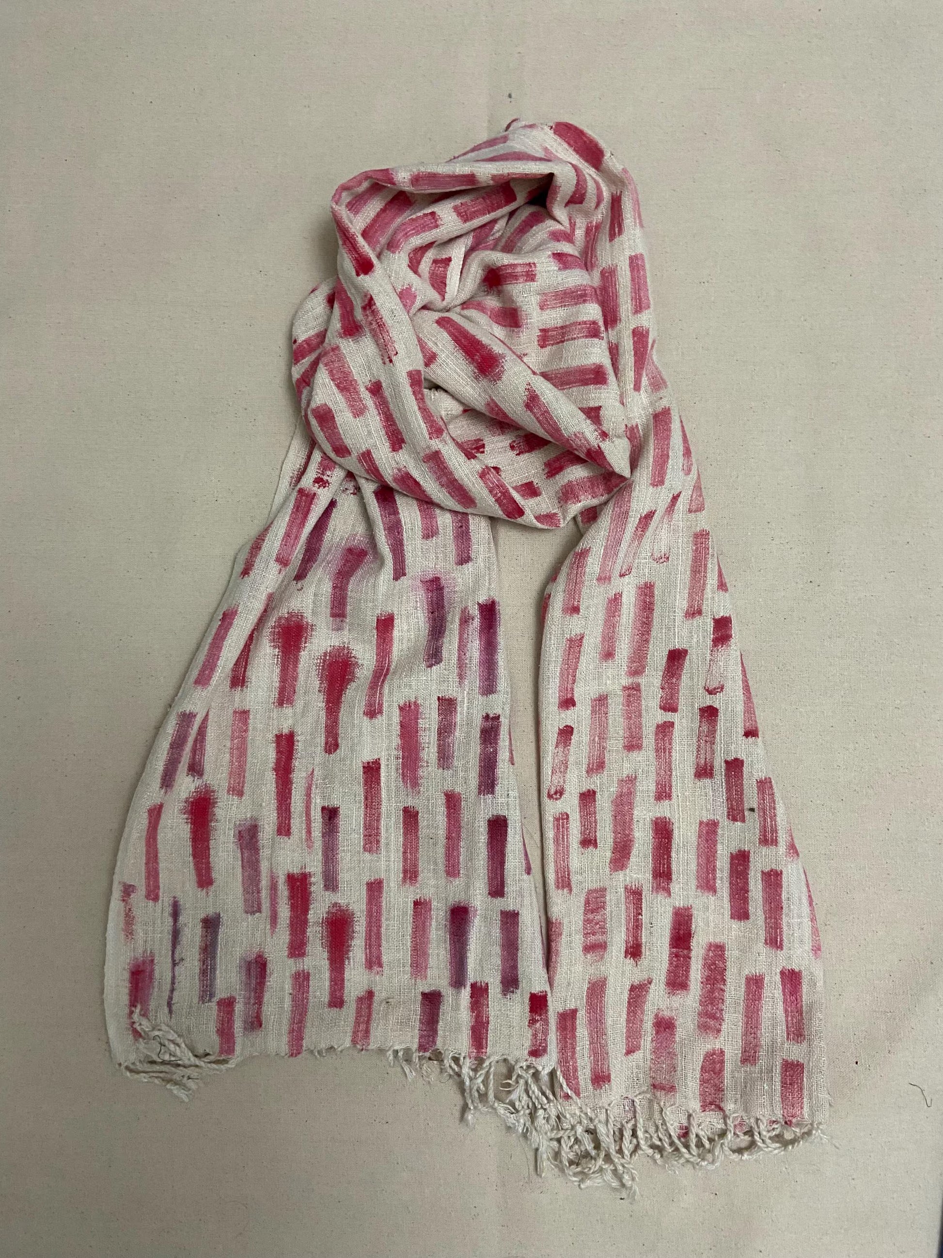 hand painted Eri silk scarf