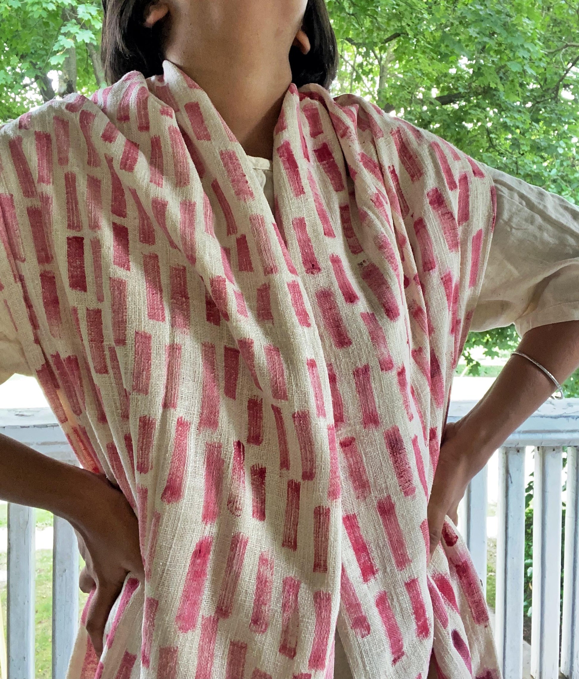 hand painted Eri silk scarf