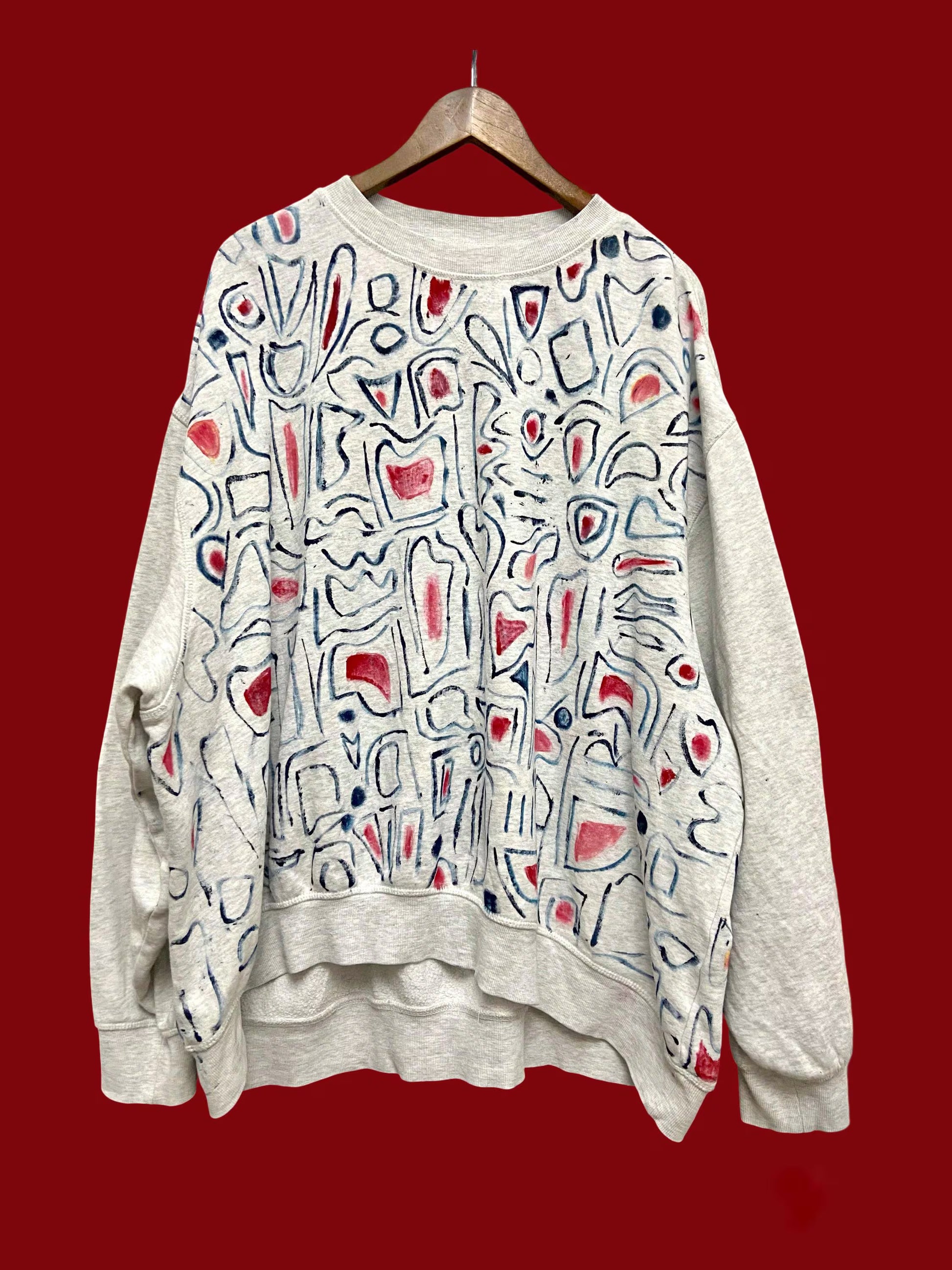 upcycled hand-painted sweatshirt