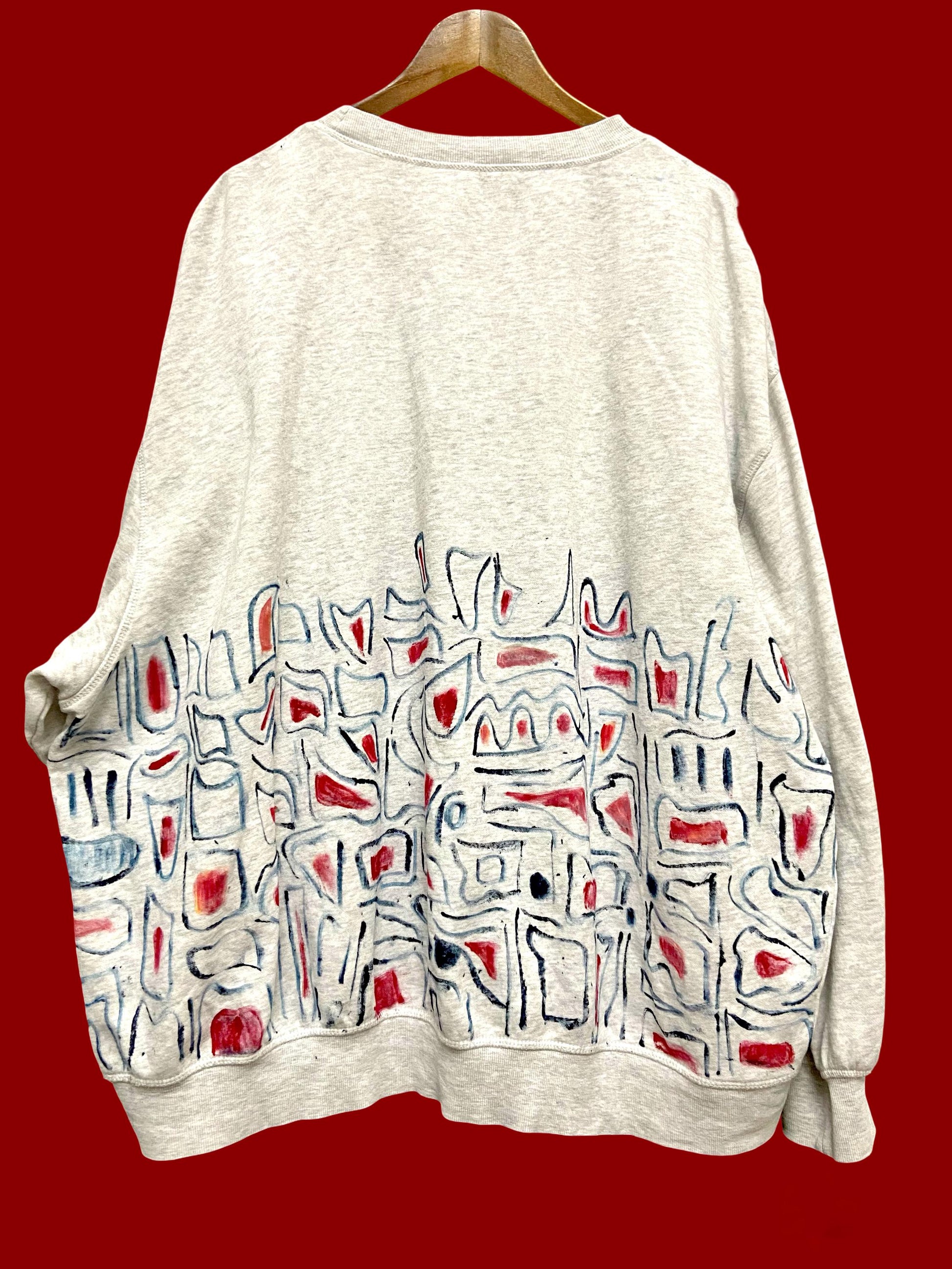 upcycled hand-painted sweatshirt