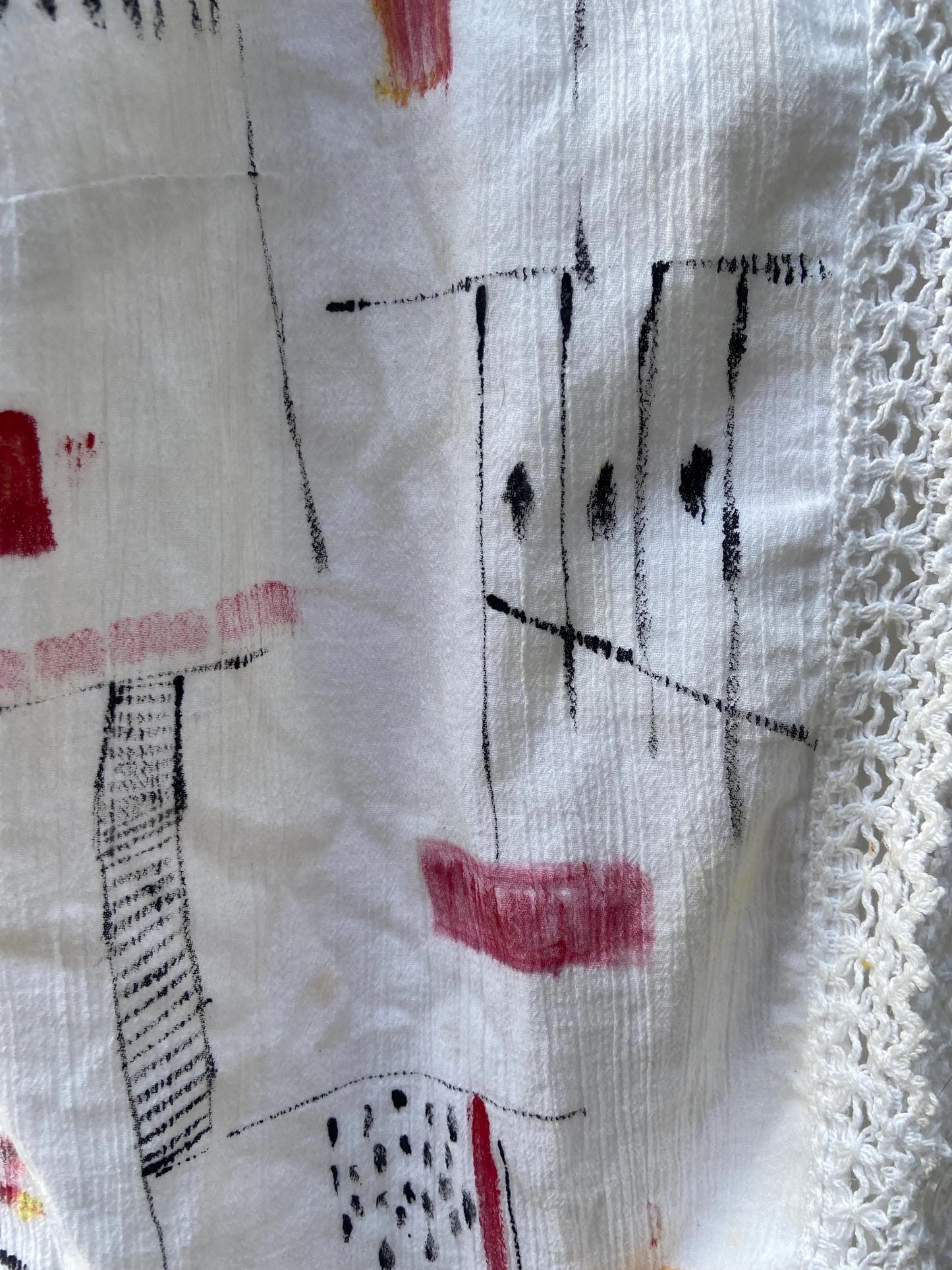 hand-painted upcycled linen top