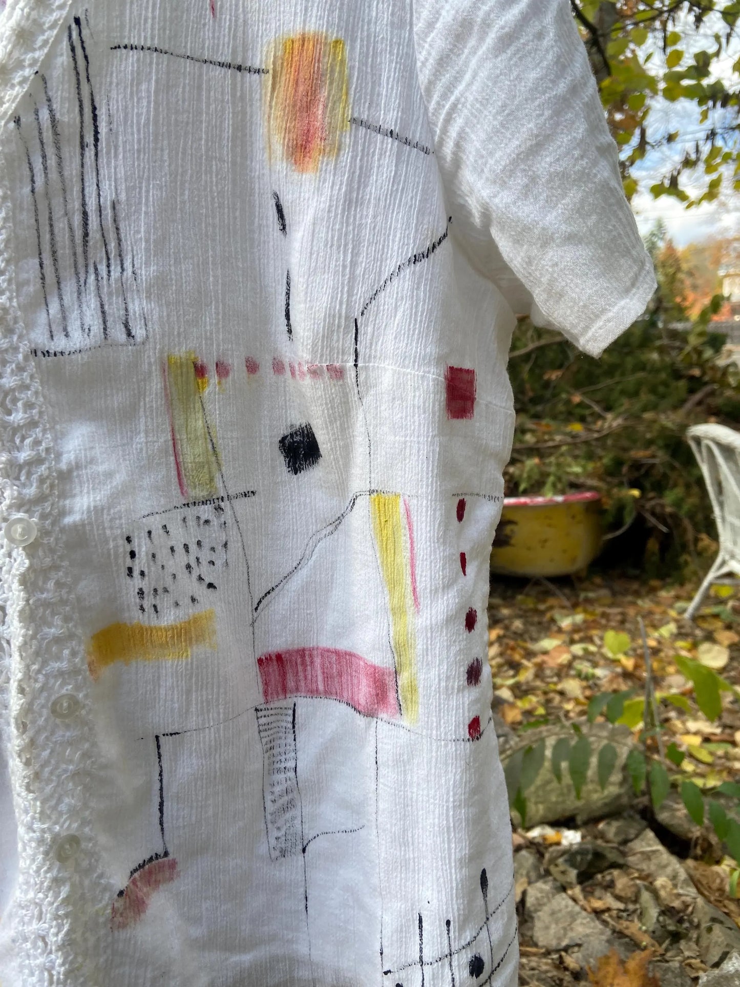 hand-painted upcycled linen top